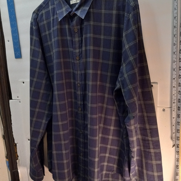 7 For All Mankind Western Plaid Blue Large Business Casual Shirt Office Cowboy - Picture 14 of 16